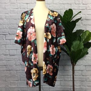 Chloe & Katie Floral Crushed Velvet Kimono BoHo